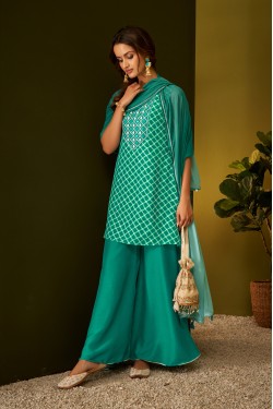 Rama Green Straight-cut Silk blend fabric ,Shell W...